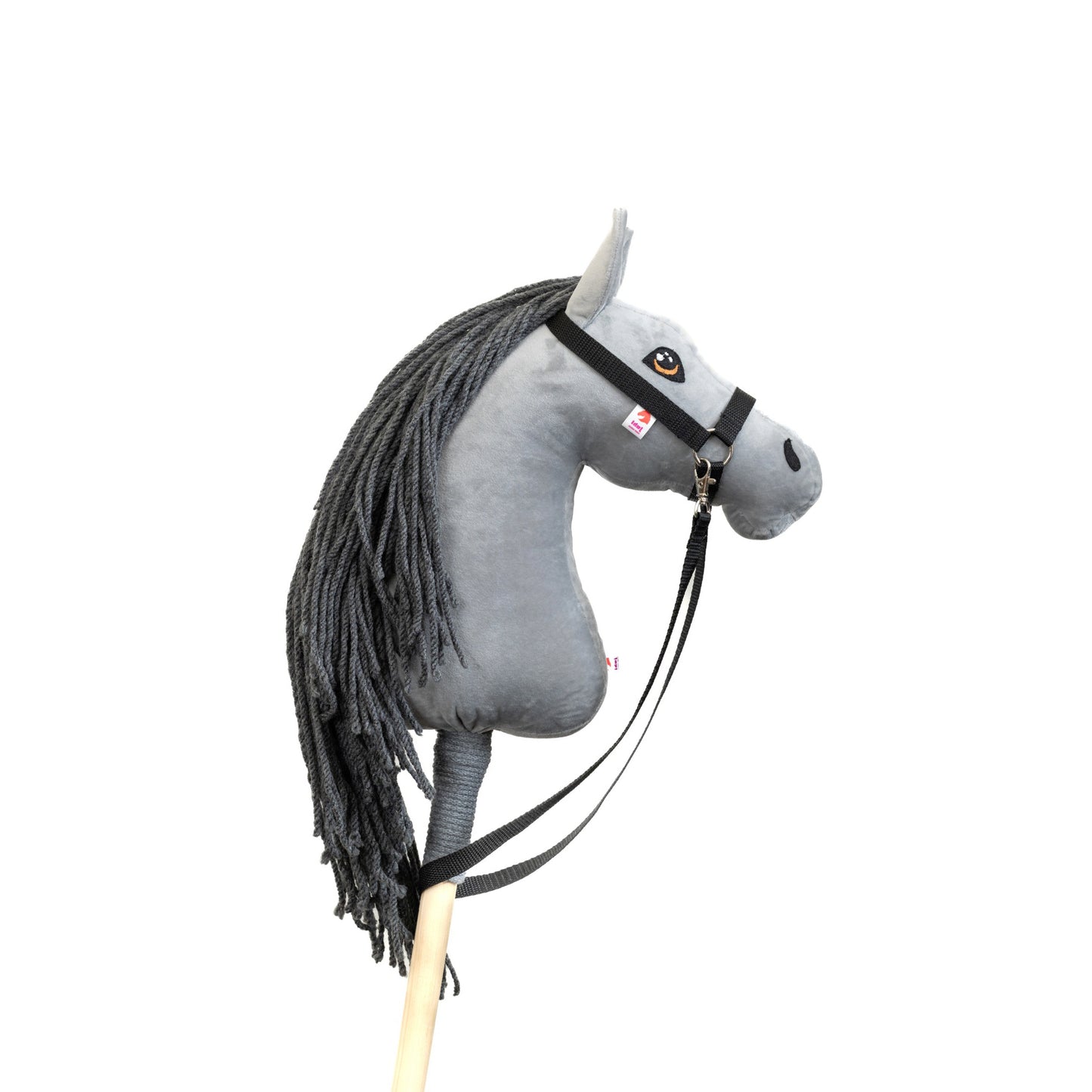Hobby horse s šedou hřívou jménem Silver, hříbě na tyči, česká ruční výroba.