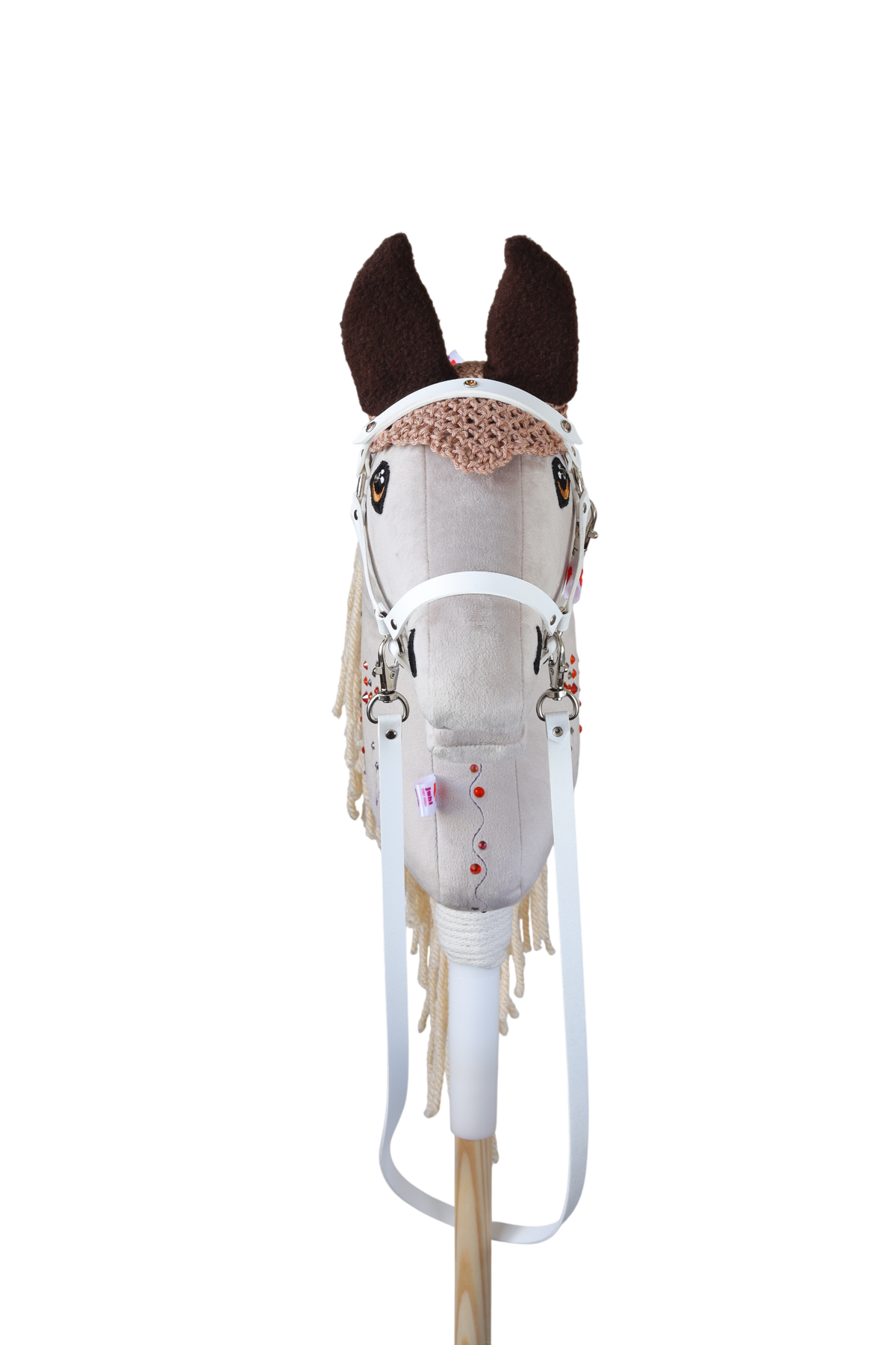 Čabraka háčkovaná - Běžová s hnědýma ušima - Sportovní pony