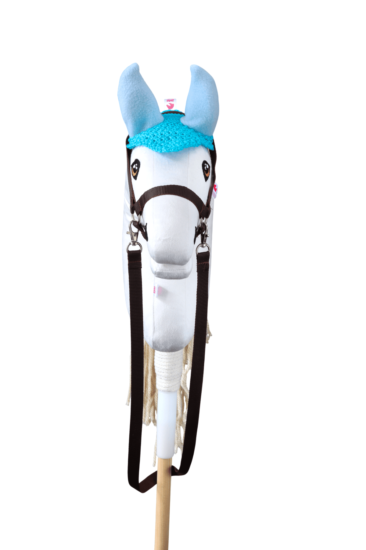 Háčkovaná čabraka pro hobby horse - Tyrkysová s modrýma ušima - Hříbě