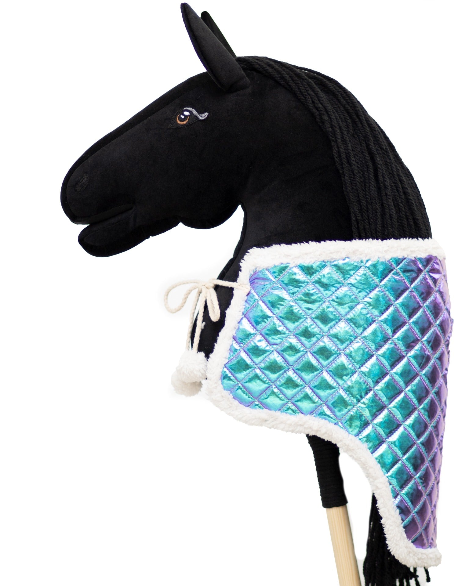 Teplá zimní dečka pro hobby horse v barvě mint, zateplený doplněk pro hobbyhorsing v chladném počasí.