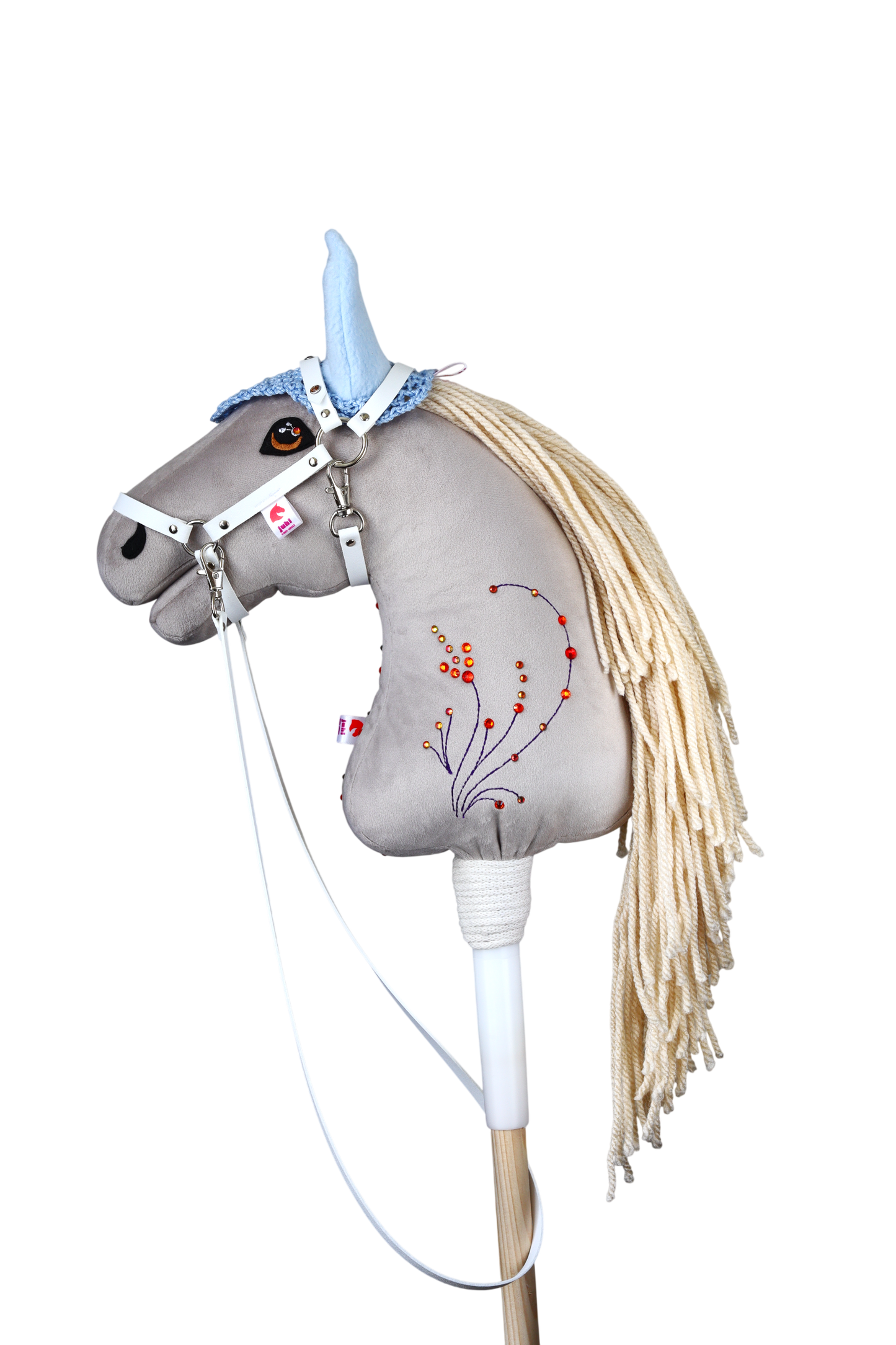 Čabraka háčkovaná - Světle modrá s modrýma ušima - Sportovní pony