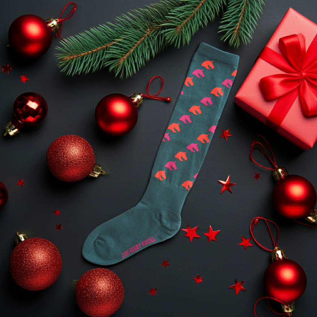 Podkolenky zelené s motivem koně pro hobbyhorsing