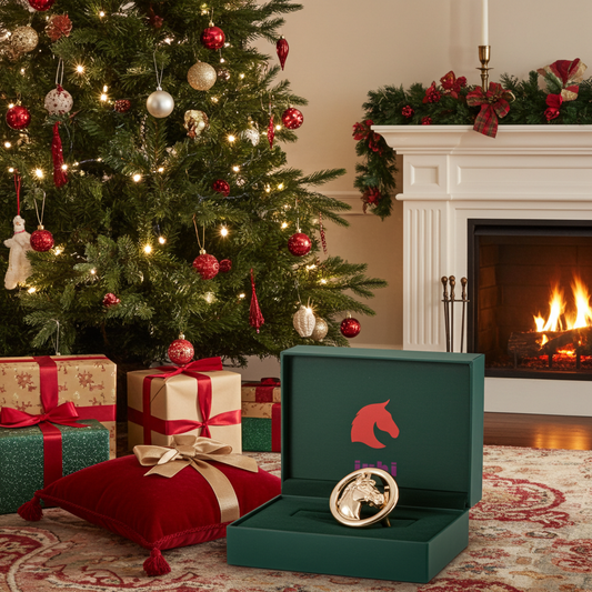 Vyměnitelná spona na pásek hlava koně zlatá