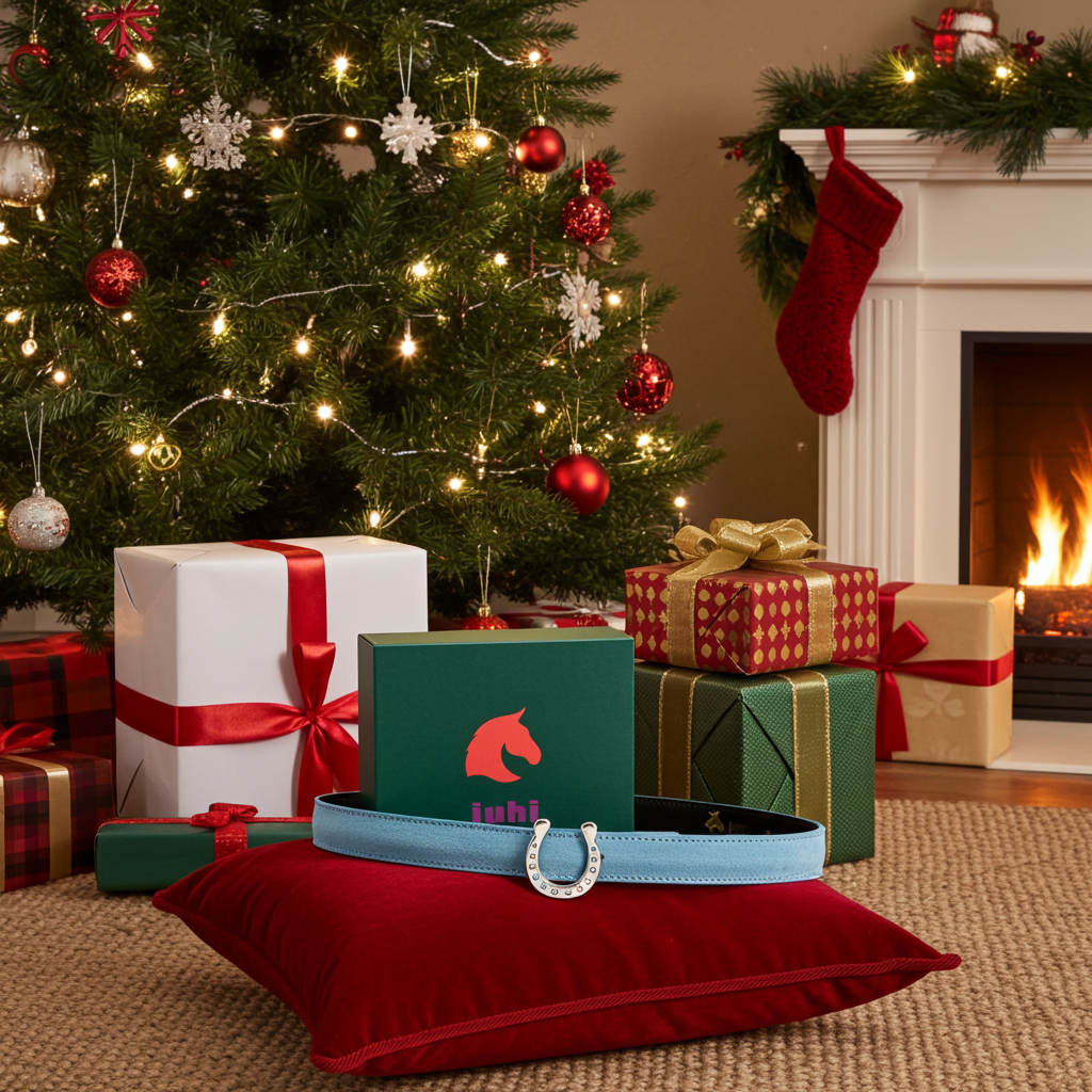 Pásek světle modrý s měnitelnou sponou podkova stříbrná se Swarovski kamínky