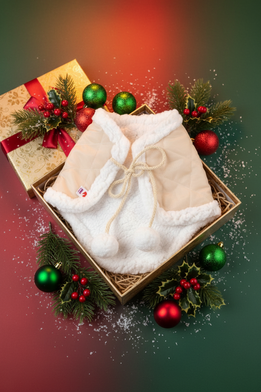 Vánoční dečka béžová - Bílý beránek - Dospělý kůň