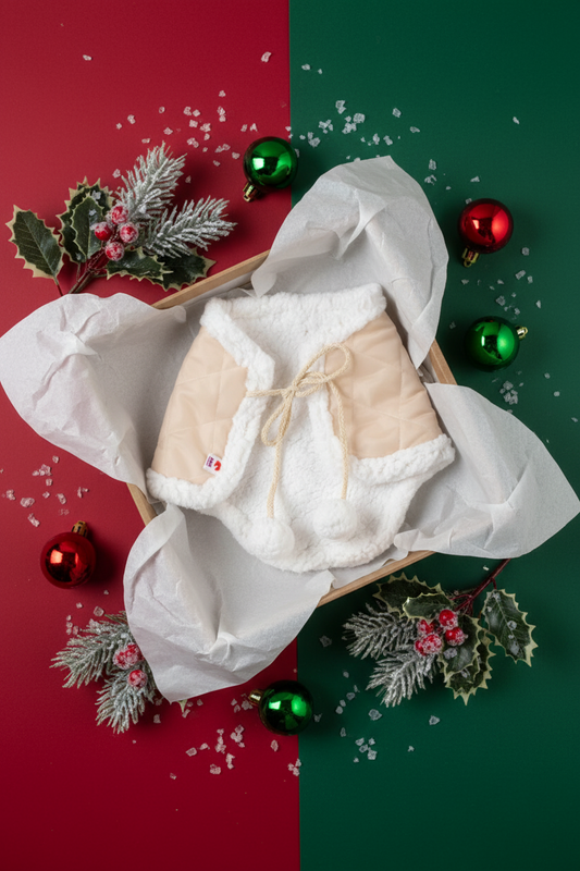 Vánoční dečka béžová - Bílý beránek - hříbě