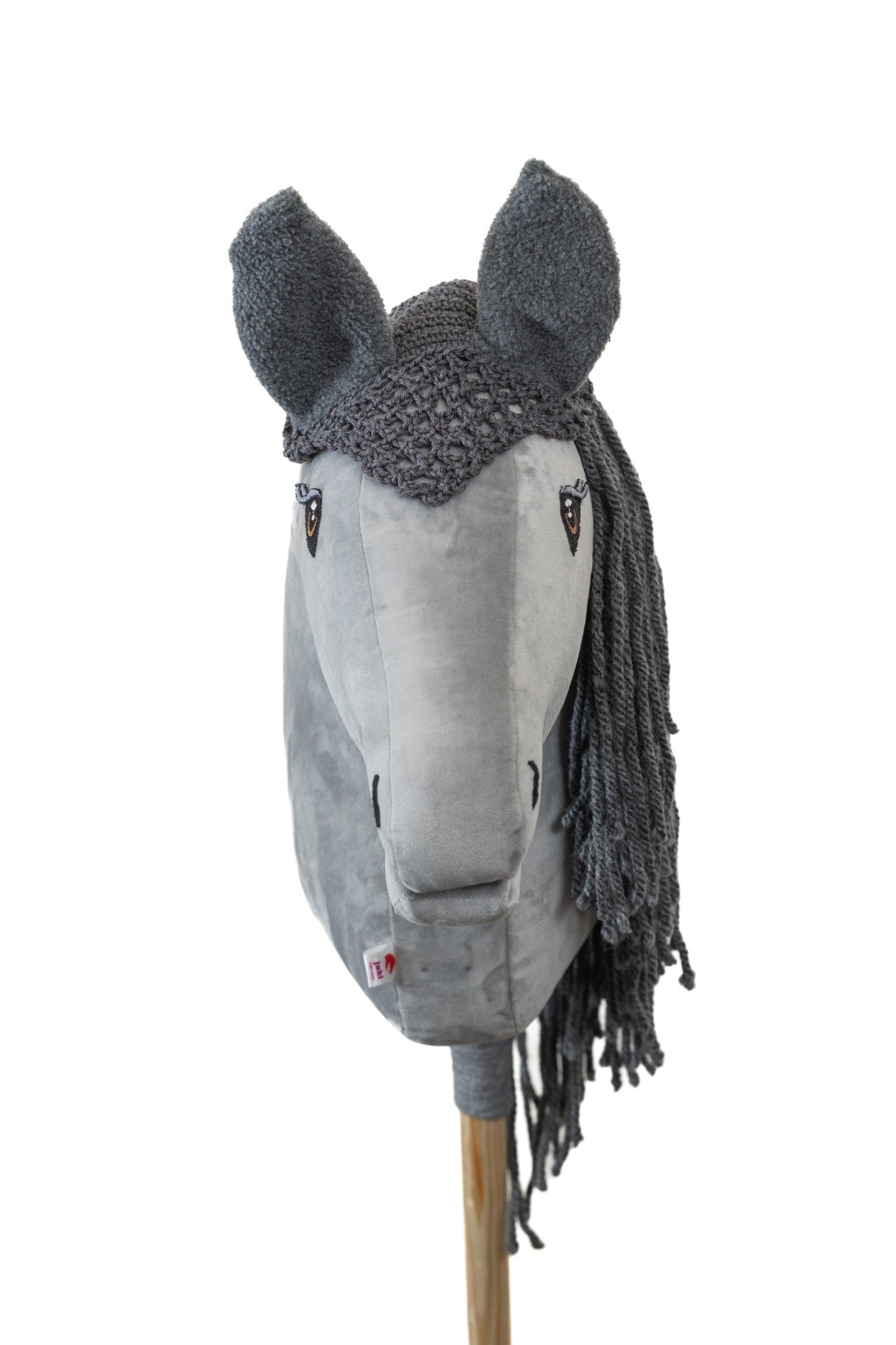Ear net crocheted - Grey with grey ears - Adult horse