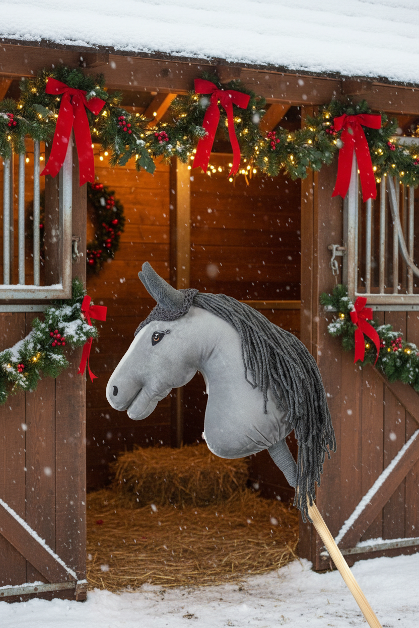 Čabraka háčkovaná - Šedá s šedýma ušima - Dospělý kůň