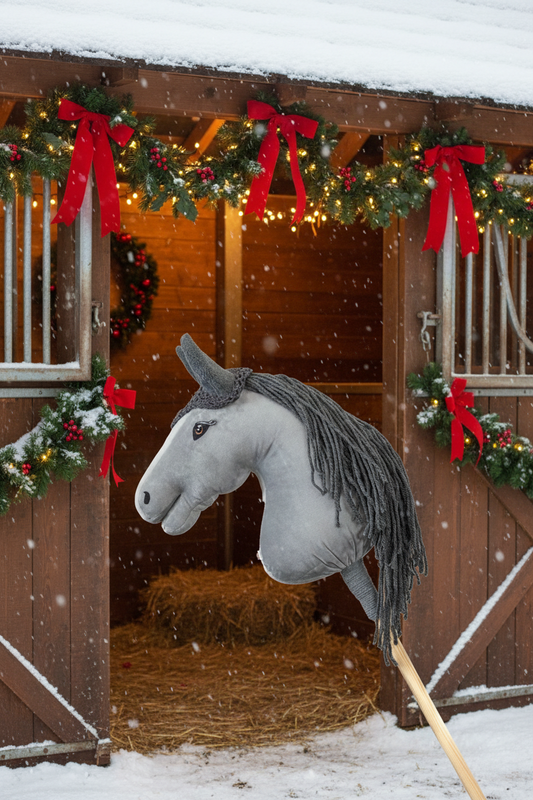 Čabraka háčkovaná - Šedá s šedýma ušima - Dospělý kůň