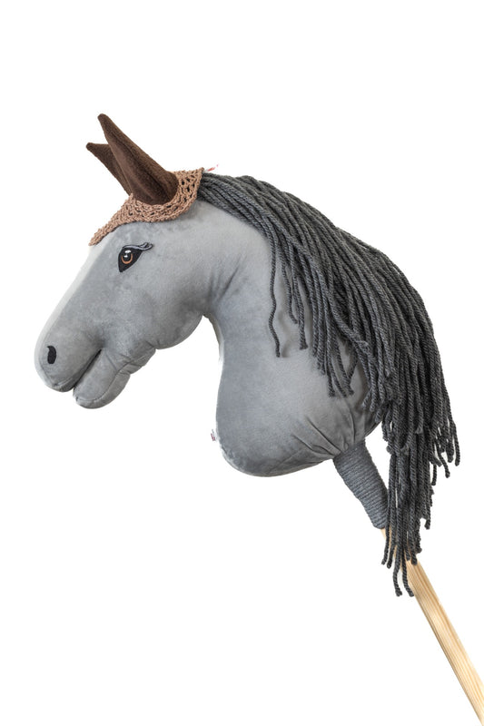Ear net crocheted - Beige with brown ears - Adult horse