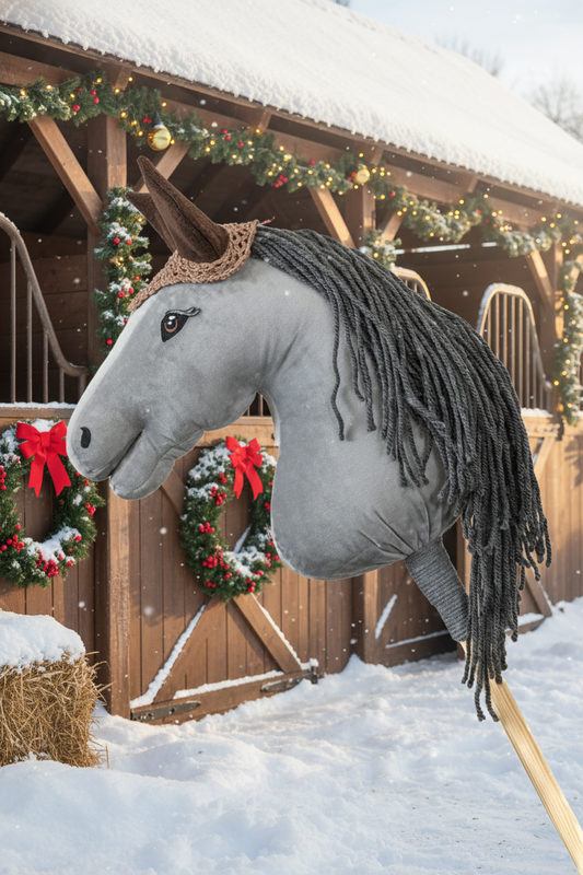 Čabraka háčkovaná - Béžová s hnědýma ušima - Dospělý kůň