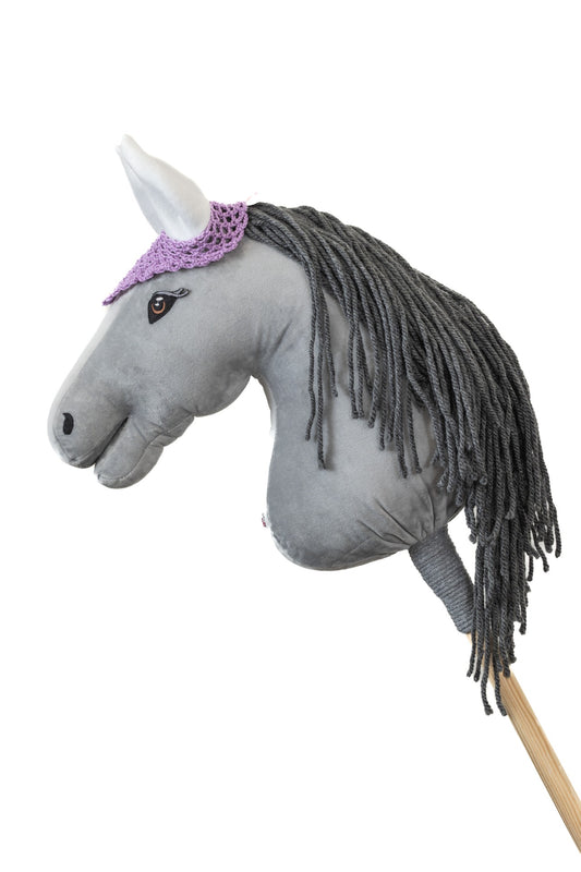 Ear net crocheted - Lilac with white ears - Adult horse