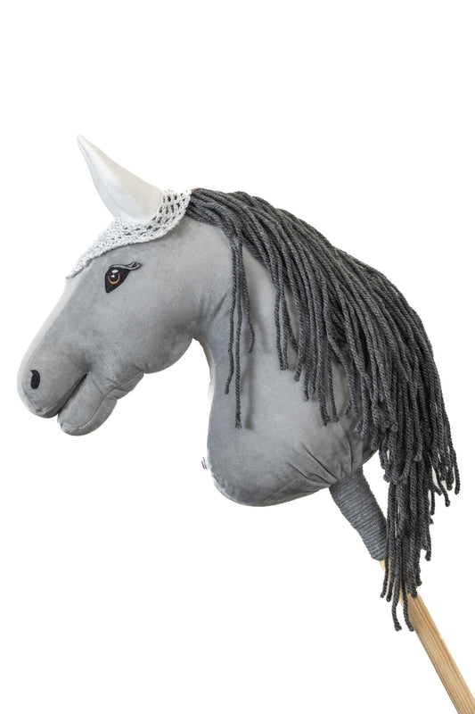 Ear net crocheted - White silver - Adult horse