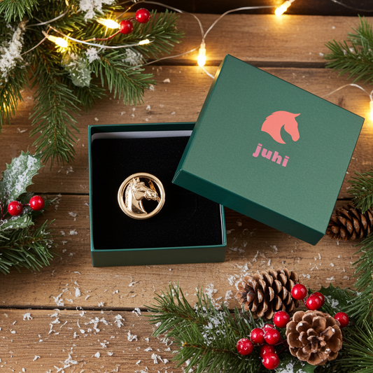 Spona na šátek hlava koně zlatá