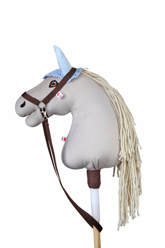 Háčkovaná čabraka pro hobby horse - Světle modrá s modrýma ušima - Hříbě