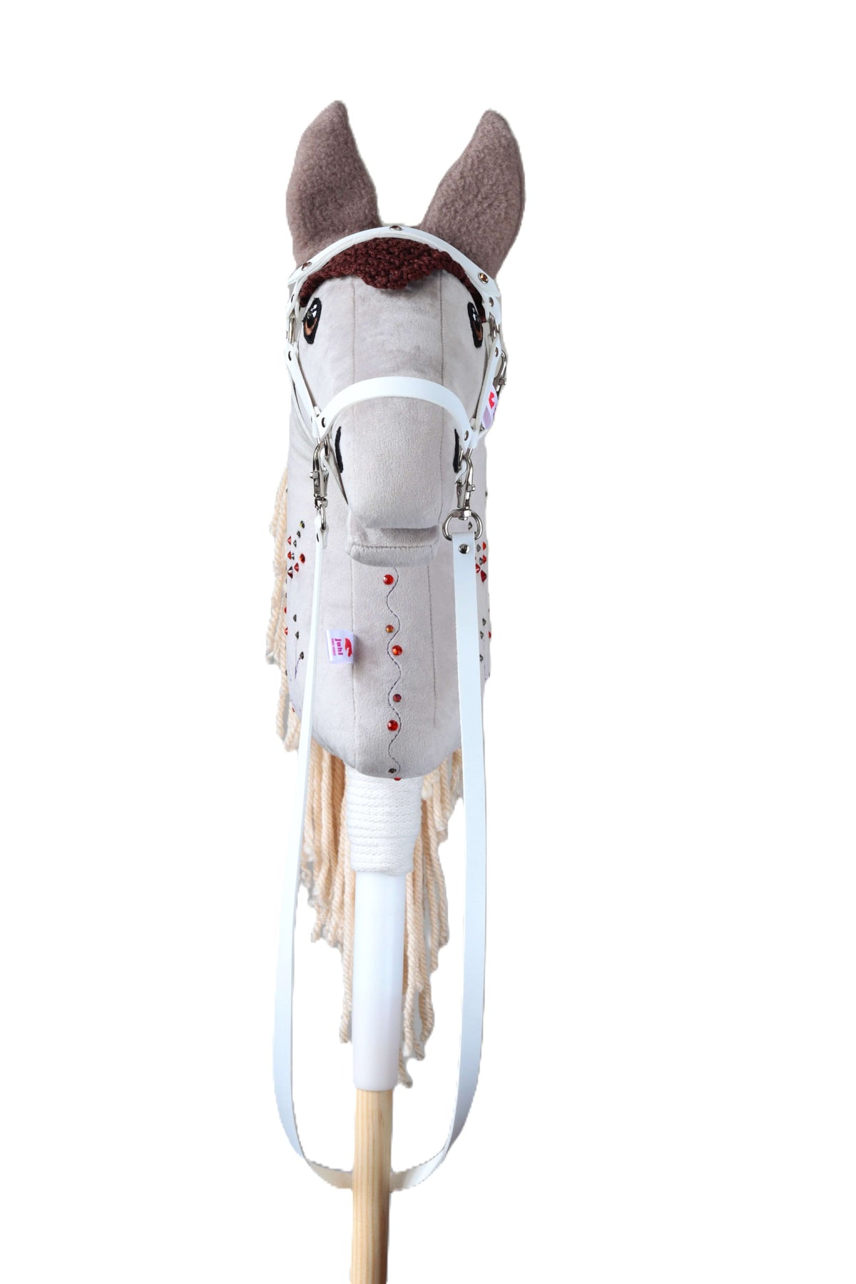 Háčkovaná čabraka pro hobby horse - Hnědá s béžovýma ušima - Sportovní pony