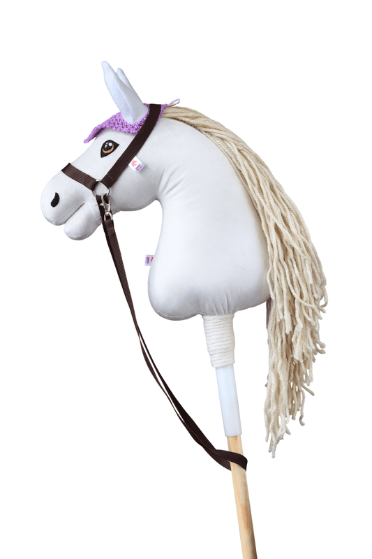 Háčkovaná čabraka pro hobby horse - Lila s bílýma ušima - Hříbě