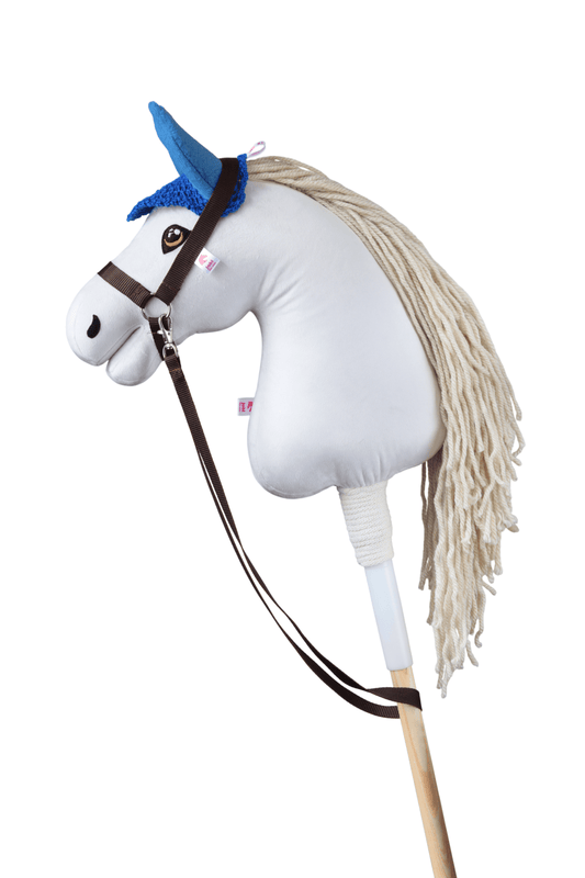 Háčkovaná čabraka pro hobby horse - Tmavě modrá s modrýma ušima - Hříbě