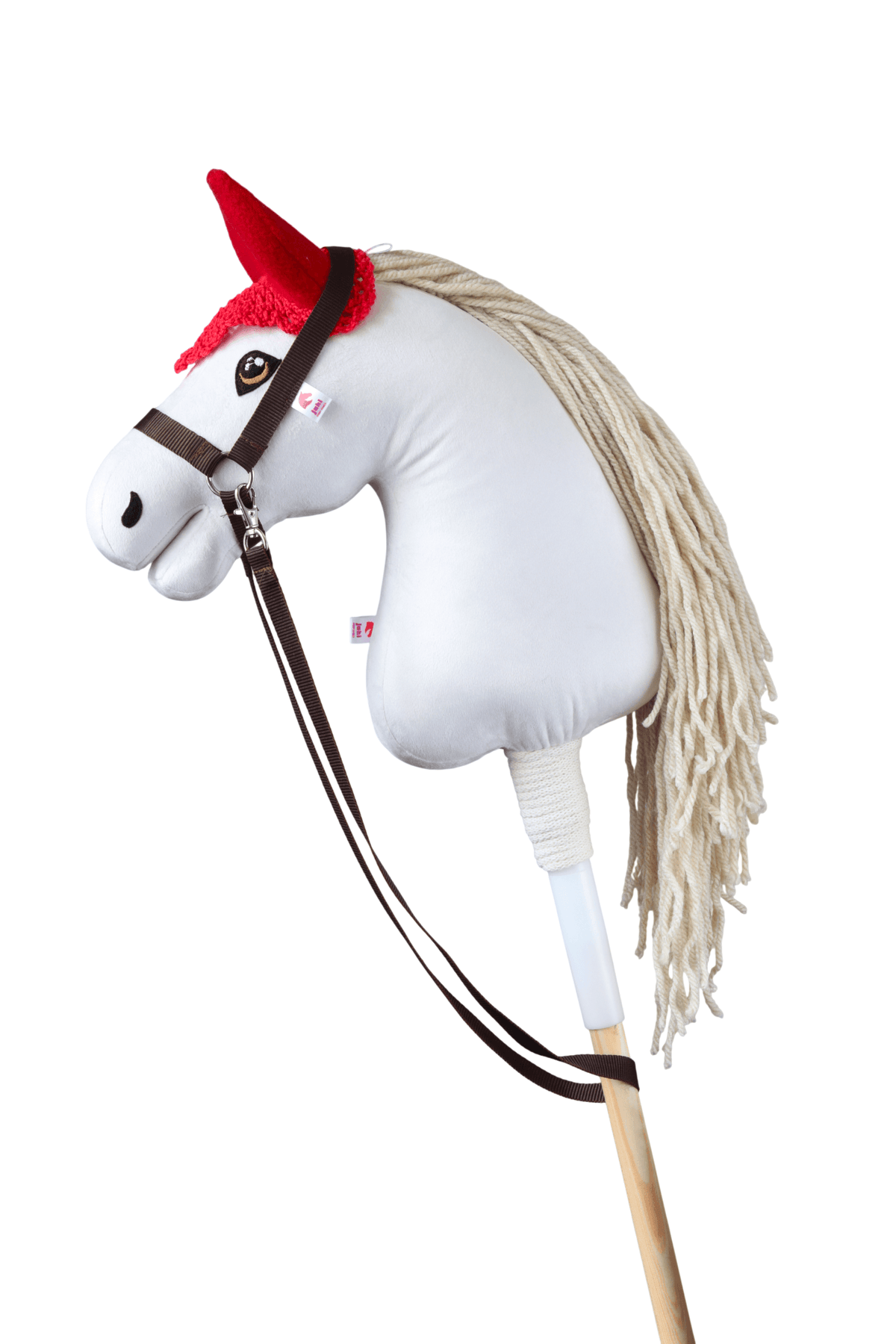 Háčkovaná čabraka pro hobby horse - Červená s červenýma ušima - Hříbě