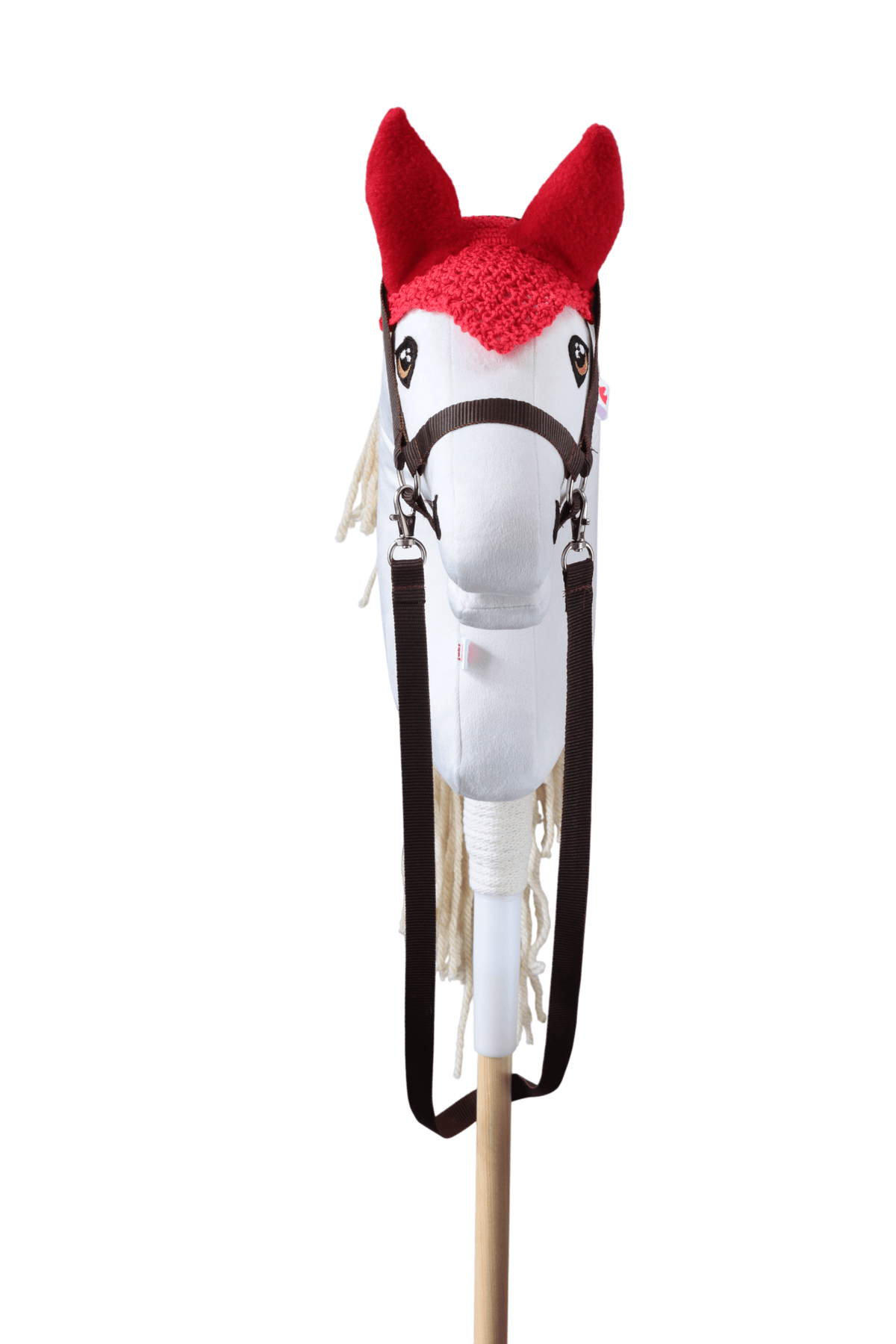 Háčkovaná čabraka pro hobby horse - Červená s červenýma ušima - Hříbě
