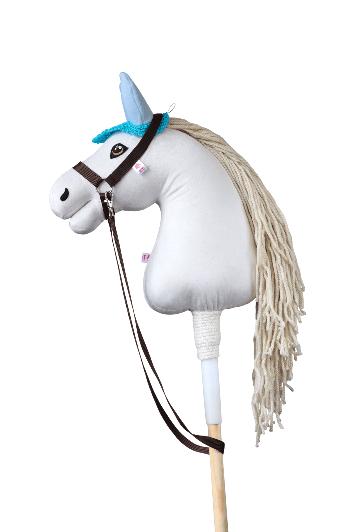 Háčkovaná čabraka pro hobby horse - Tyrkysová s modrýma ušima - Hříbě