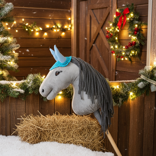 Čabraka háčkovaná - Tyrkysová s modrýma ušima - Hříbě