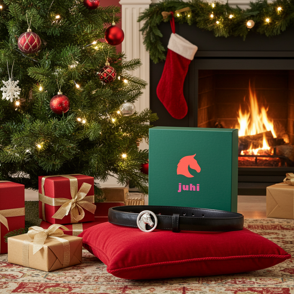 Pásek černý s měnitelnou sponou hlava koně stříbrná