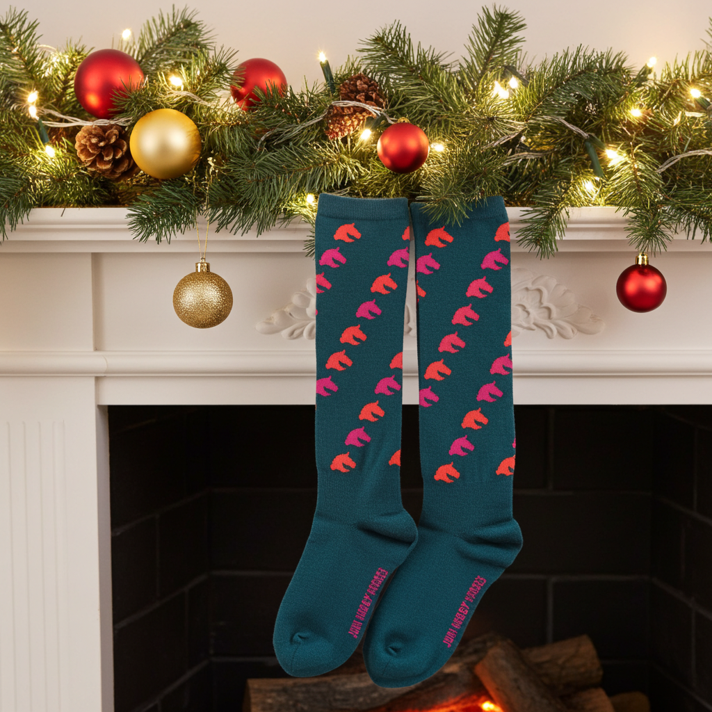 Podkolenky zelené s motivem koně pro hobbyhorsing