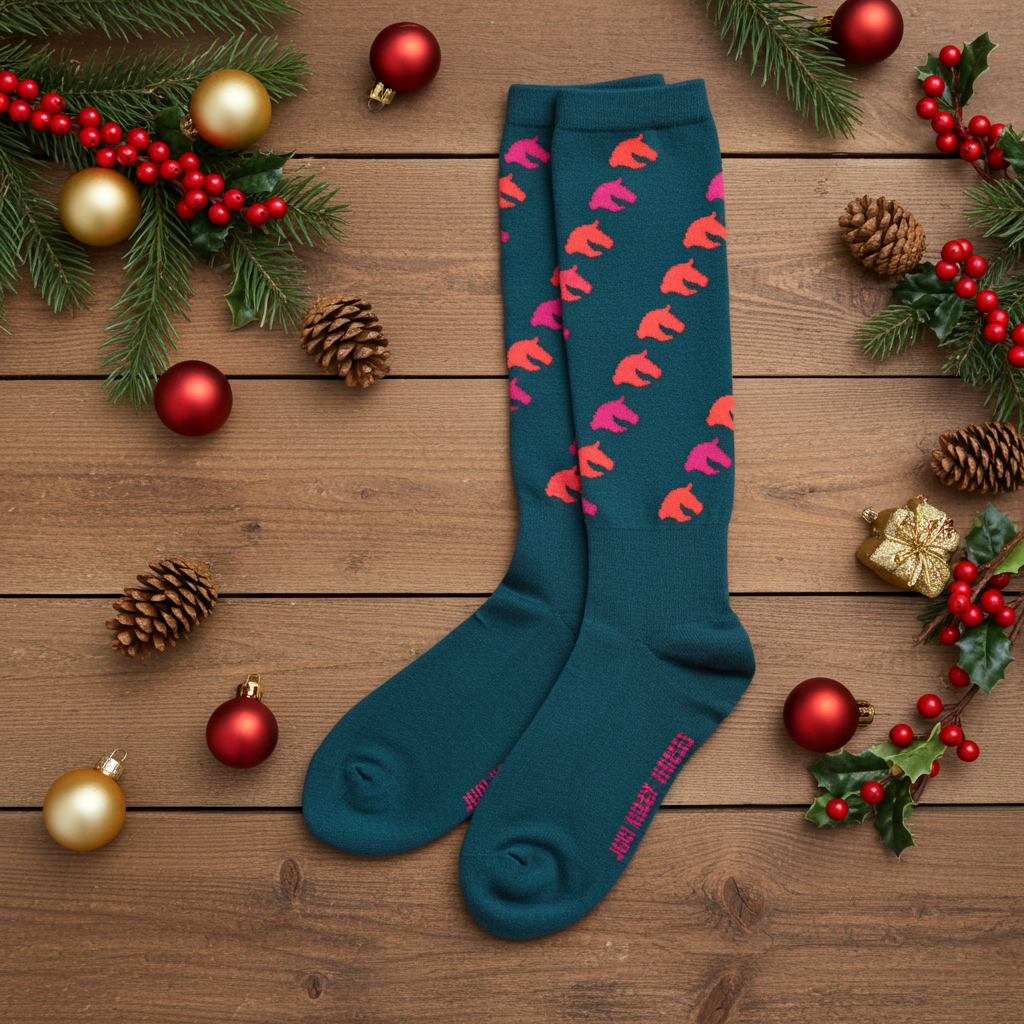 Podkolenky zelené s motivem koně pro hobbyhorsing