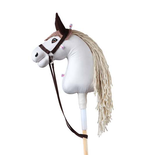 Háčkovaná čabraka pro hobby horse - Béžová s hnědýma ušima - Hříbě