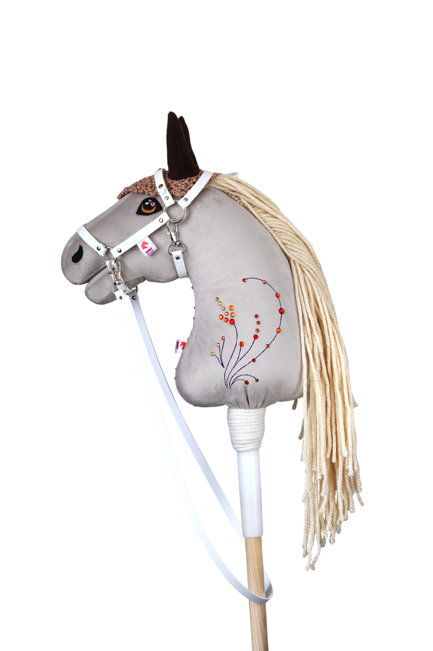 Čabraka háčkovaná - Běžová s hnědýma ušima - Sportovní pony