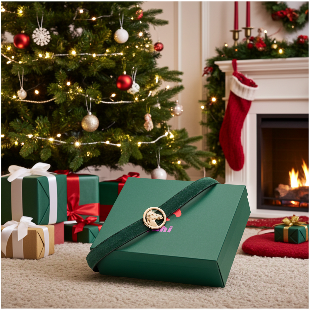 Pásek tmavě zelený  s měnitelnou sponou hlava koně zlatá