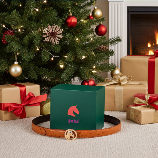 Pásek hnědý s měnitelnou sponou hlava koně zlatá