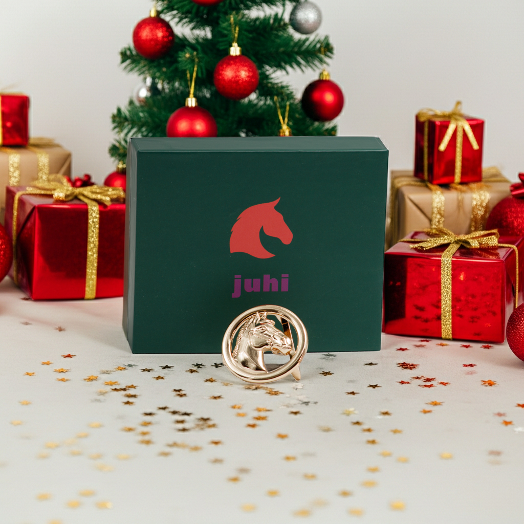 Vyměnitelná spona na pásek hlava koně zlatá