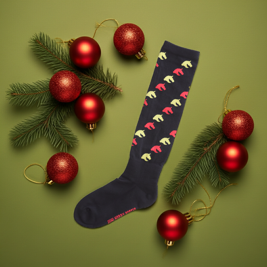 Podkolenky černé s motivem koně pro hobbyhorsing